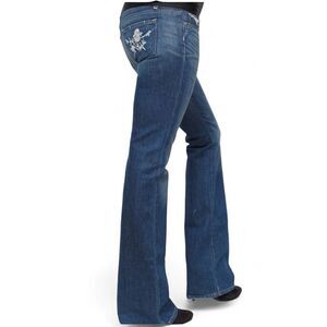 Paige Hollywood Hills Women Jeans Classic Rise Boot Cut 27 Embroidered USA Made